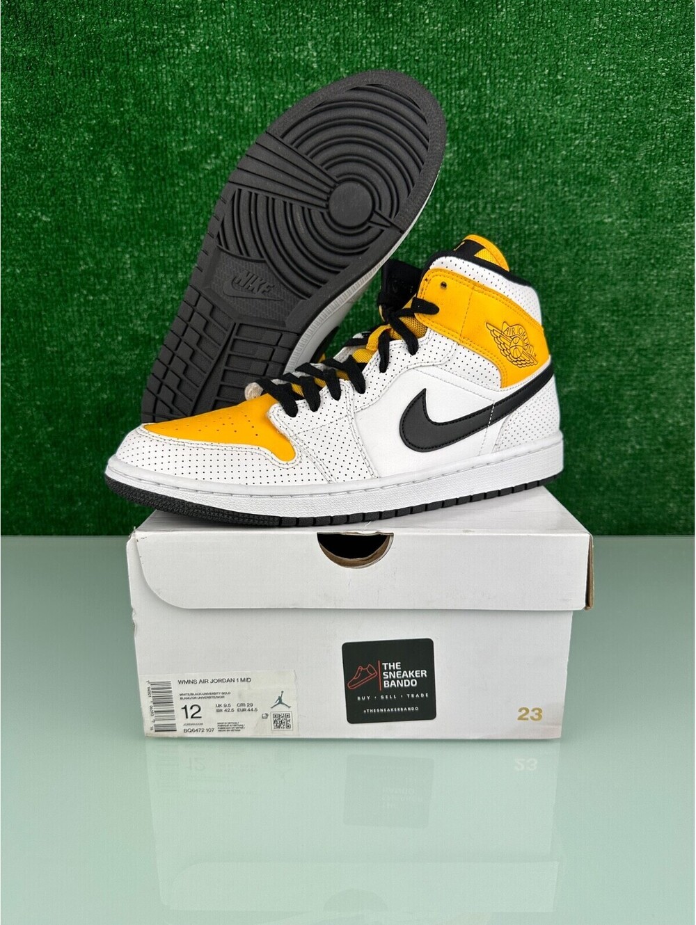 Size 12W/10.5M - Air Jordan 1 Mid White University Gold W
